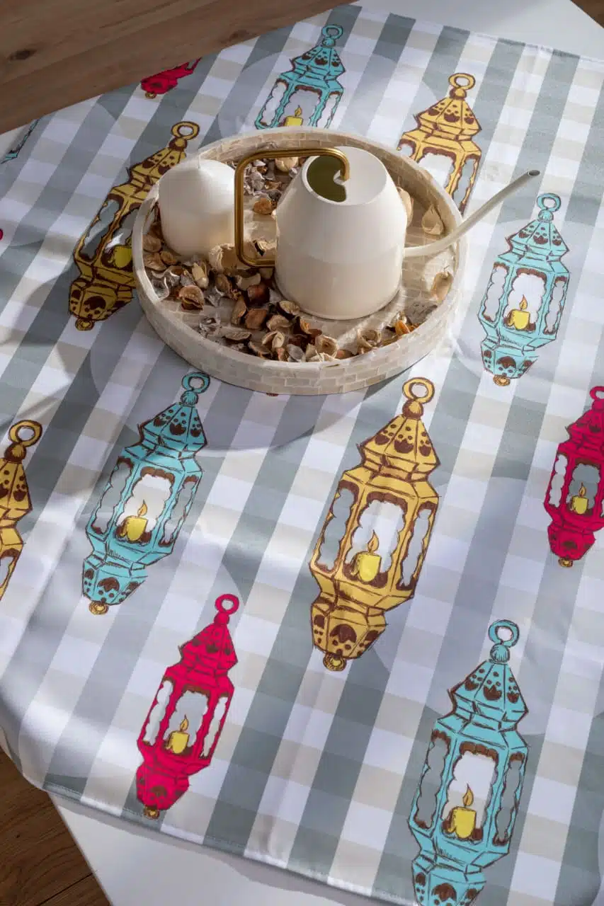 Printed Vintage Lanterns Square Table Cloth 1 Printed Vintage Lanterns Square Table Cloth