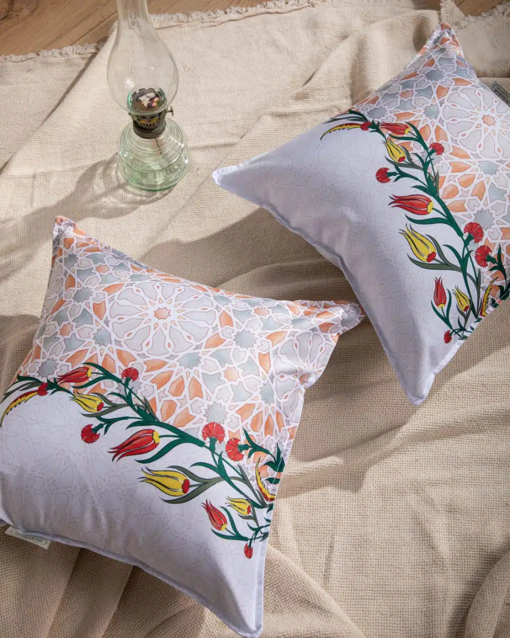Printed Floral Arabesque Cushion Cover 1 Printed Floral Arabesque Cushion Cover
