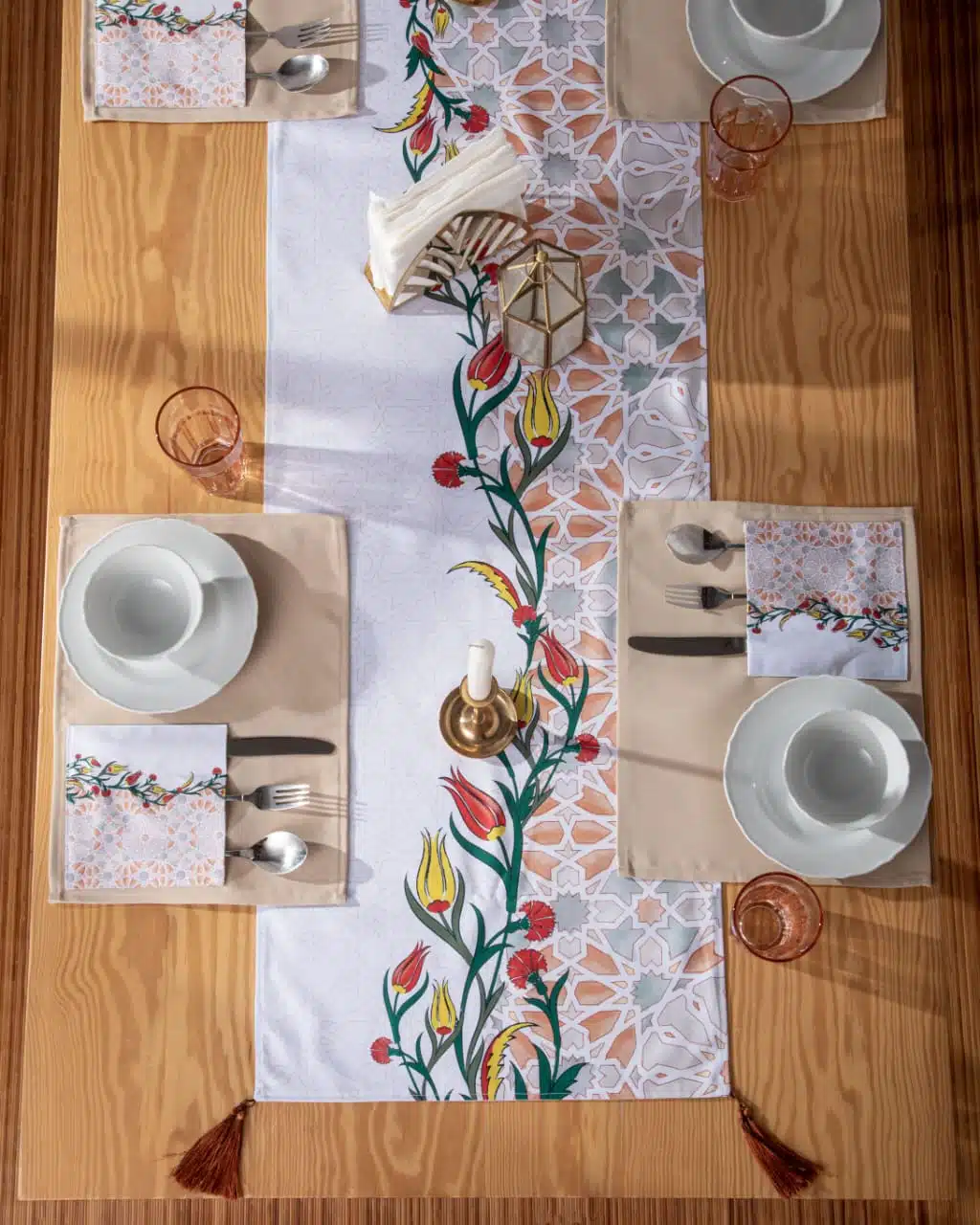 Printed Floral Arabesque Table Runner 1 Printed Floral Arabesque Table Runner