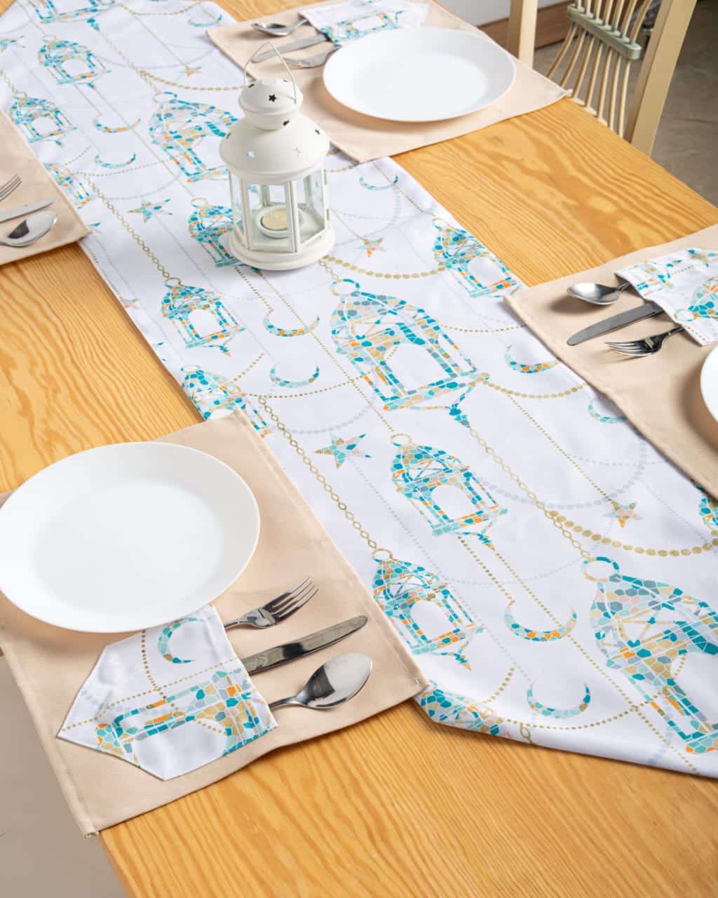 Printed Mosaic Lanterns Table Runner 1 Printed Mosaic Lanterns Table Runner