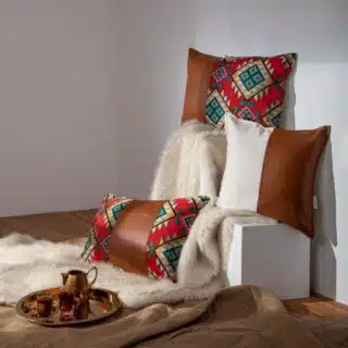 Leather Patchwork Cushion Cover (Set of 3)