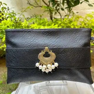 black zipper clutch