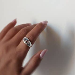 "Eternal Elegance: Seven Gem Signet Ring"