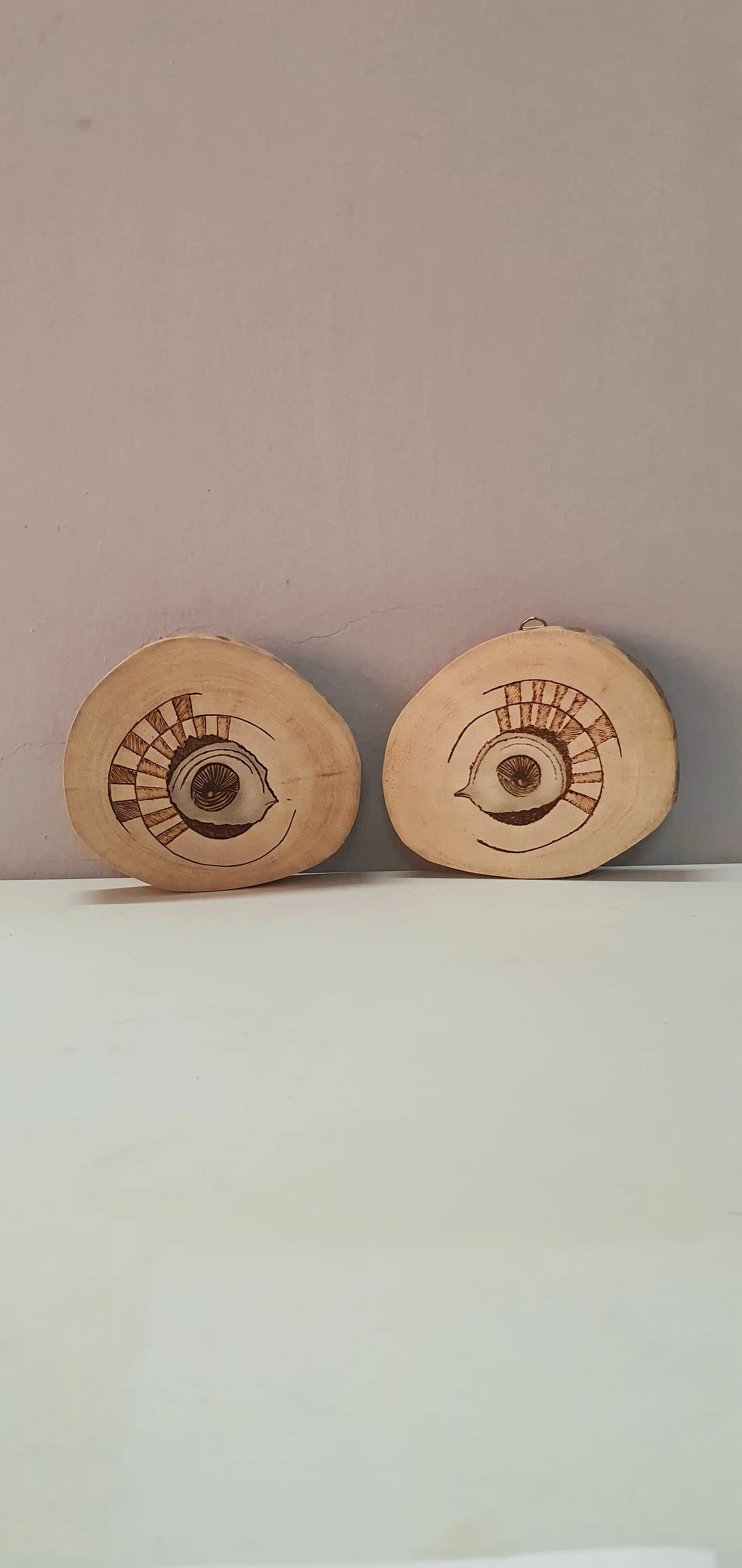 Twin Bird's Eye Wall Art 1 خشب طبيعي