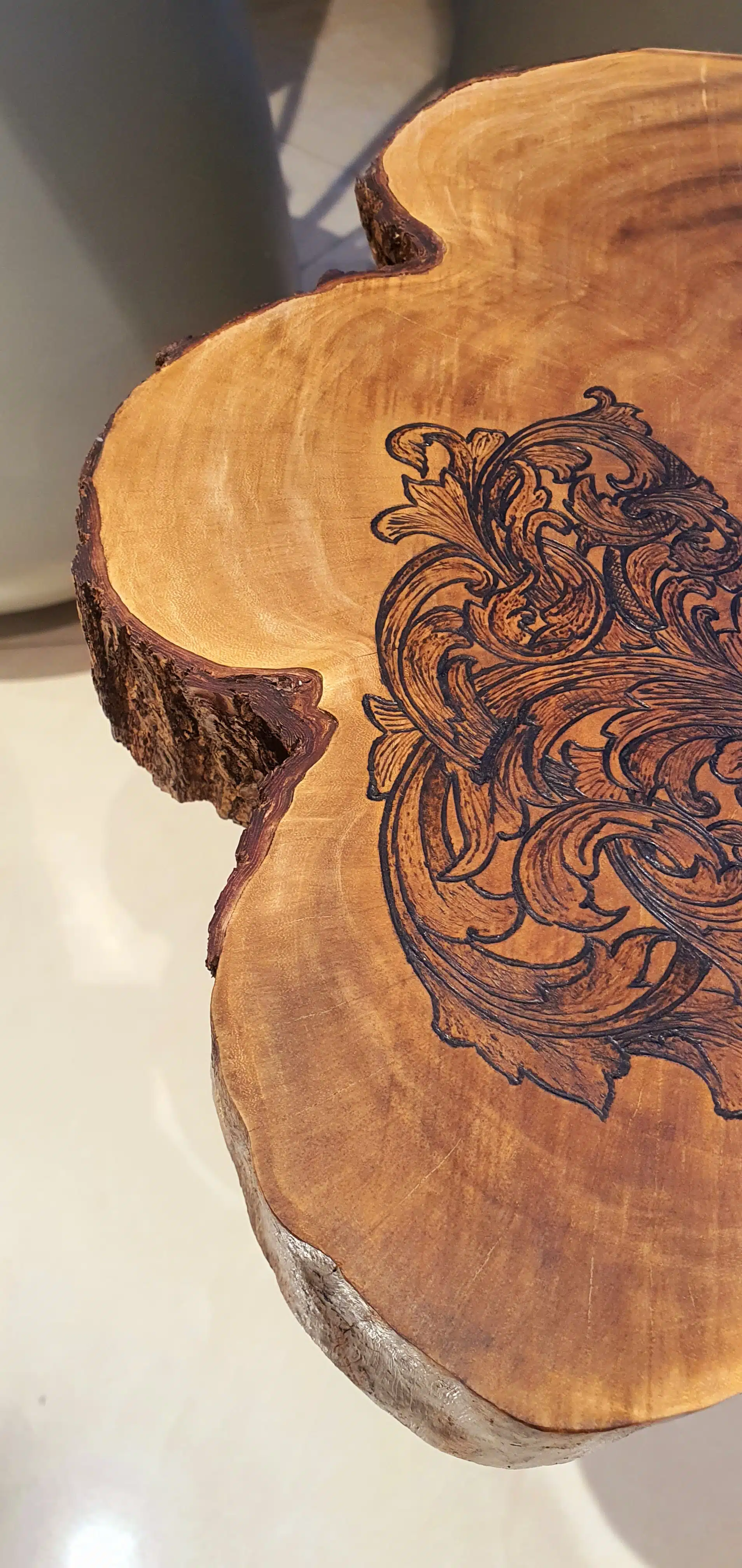 Majestic Pattern - Side Table 2 wood burning