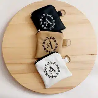 Machine embroidery personalised coinpurse and keychain