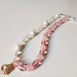 Rose / White heart mobile-chain