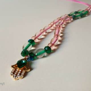 Hamsa-Hand opal/crystal mobile-chain