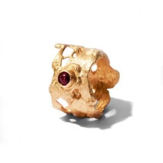 Essential Collection , Organic Ring with Garnet Stone