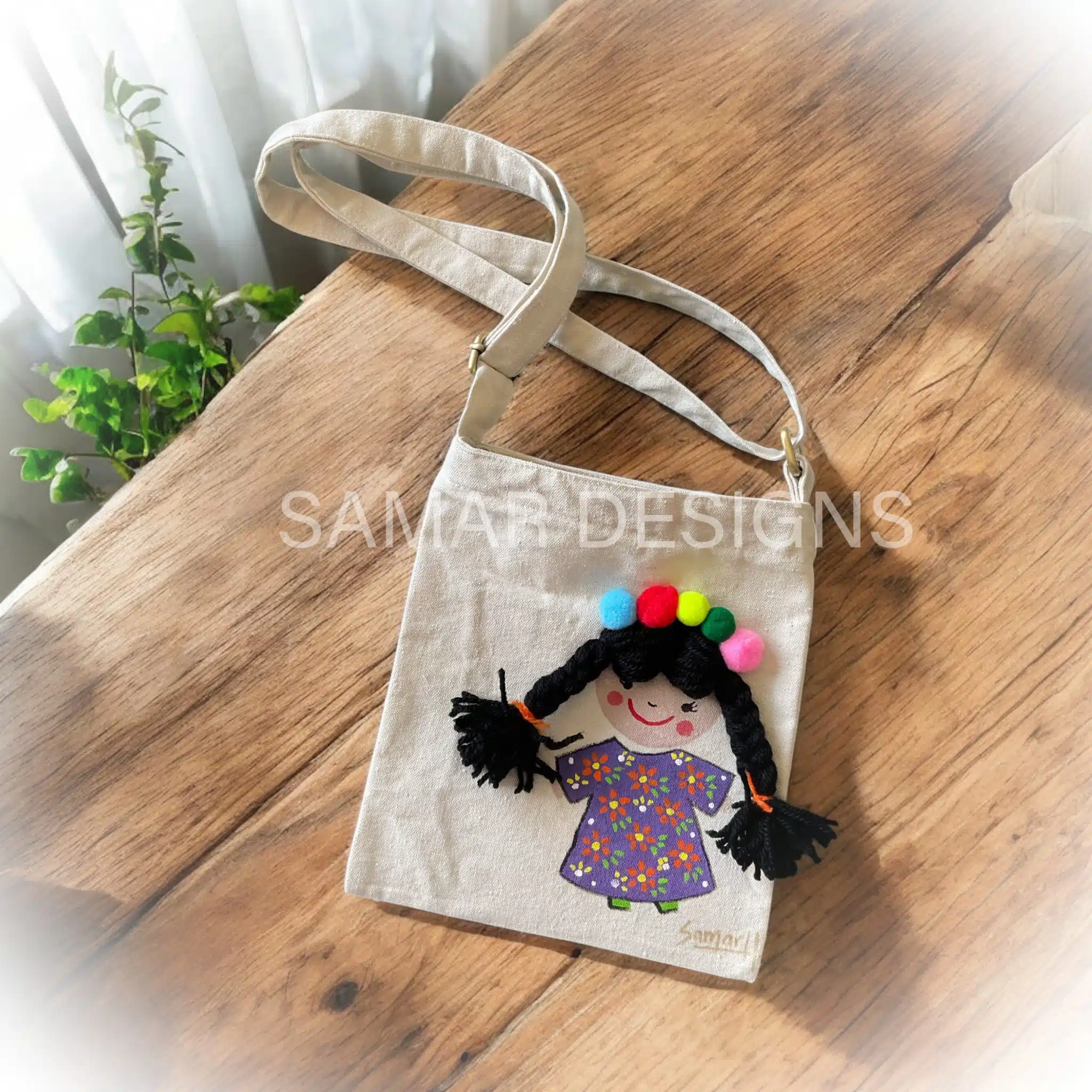 Handpainted Fabric Cotton cross Bag 1 Handpainted Fabric Cotton cross Bag