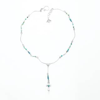 Pharaonic Collection, Ankh , Small Key Of The Nile With Turquoise & lapis wire Necklace