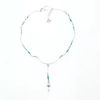 Pharaonic Collection, Ankh , Small Key Of The Nile With Turquoise & lapis wire Necklace