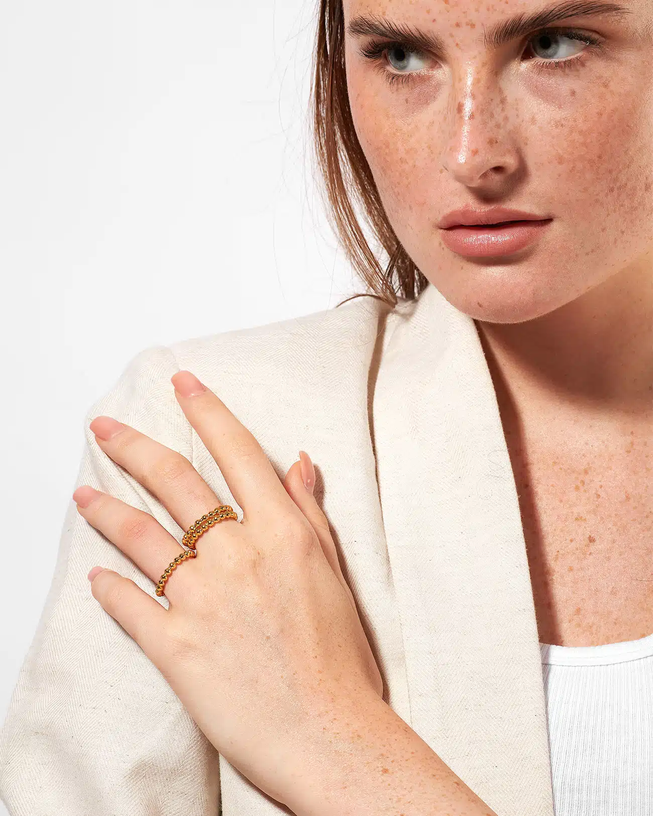 Just Rings Collection, Stacking Balls Ring 3 Ball Gold Stacking Rings SZR244.6