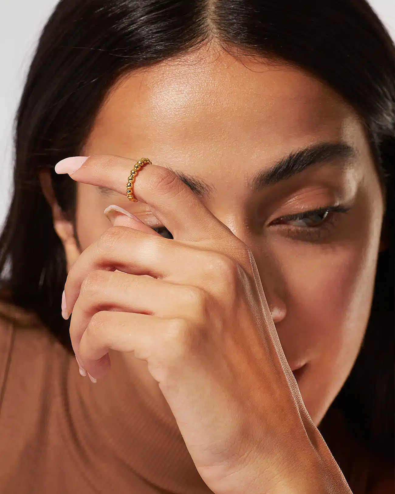 Just Rings Collection, Knuckle Ball Ring 2 Balls Gold Knuckle Ring SZR256.1