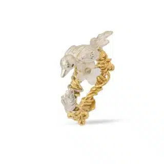 Flowery Collection, Bird Nest & White Mother Of Pearl Flower Ring