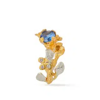 Flowery Collection, Blue Zircon Flower, Leaves & Branches Ring