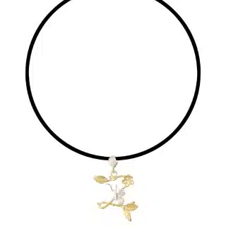 Botanic Necklace, Engraved Branches Of Leaves, Flower & Butterfly Letter Z