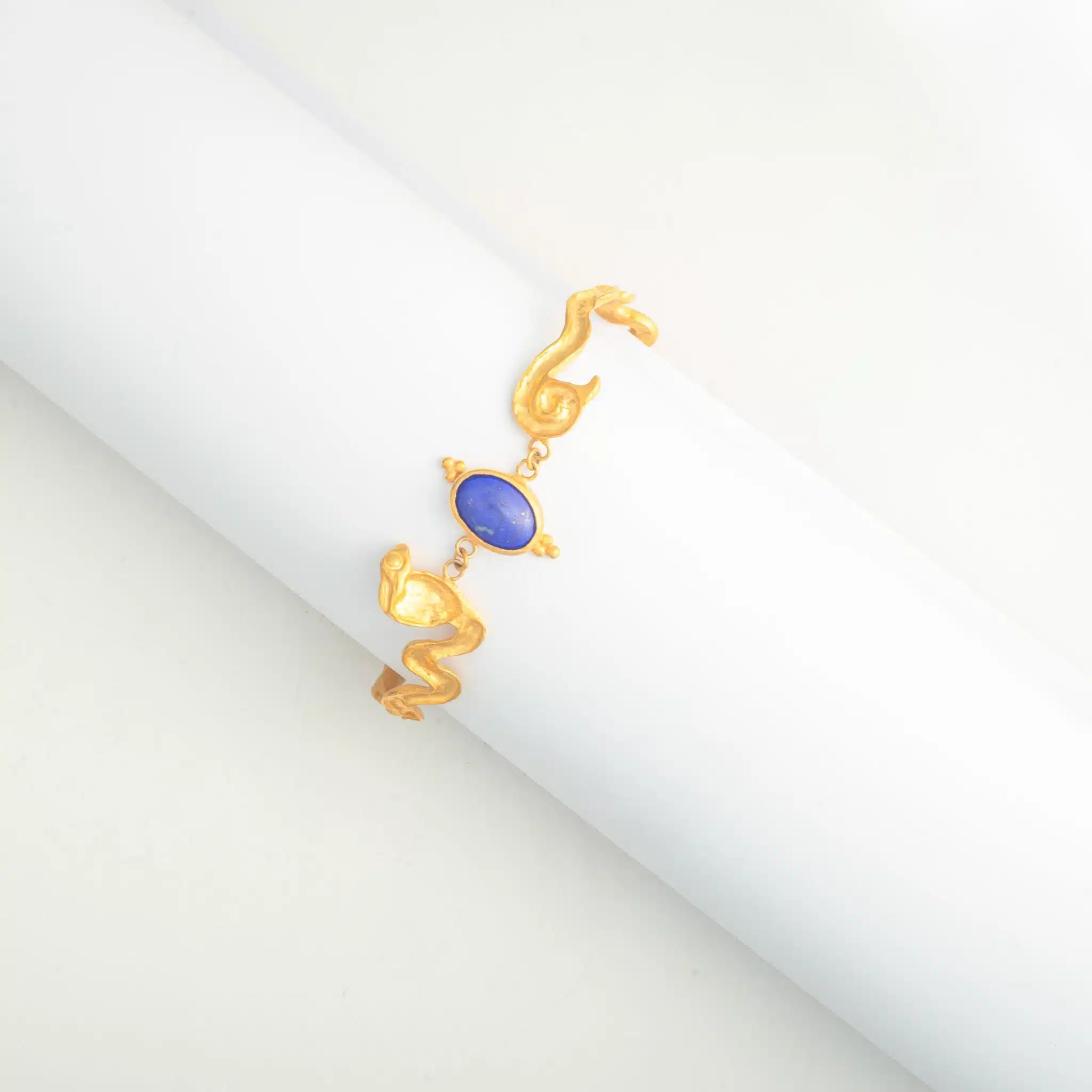 Pharaonic Collection, Cobra Snakes with Oval Lapis Bracelet 1 Pharaonic Collection, Cobra Snakes with Oval Lapis Bracelet