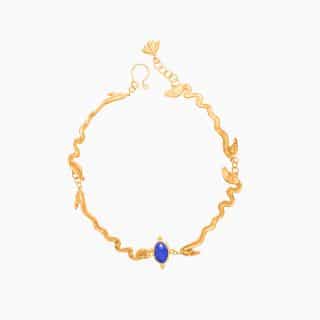 Pharaonic Collection, Cobra Snakes with Oval Lapis Necklace