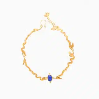 Pharaonic Collection, Cobra Snakes with Oval Lapis Necklace