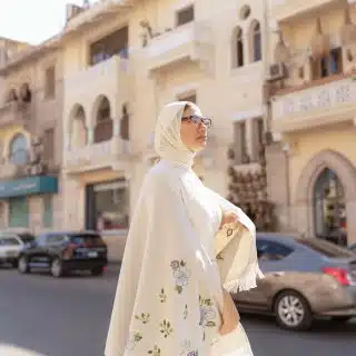 Baby Blue Floral Hand-Embroidered Cotton shawl