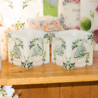 2 Islamic Candles, Flameless Candle, Handmade Hollow Candle.