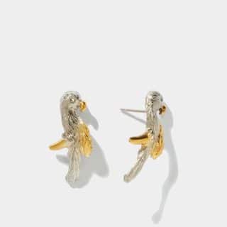 Flowery Collection, Engraved Bird Earrings