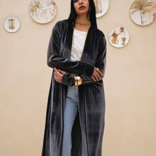 Plain Velvet Charcoal grey Cardigan