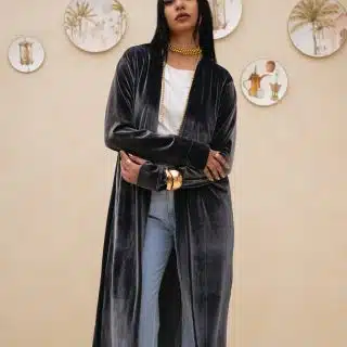 Plain Velvet Charcoal grey Cardigan