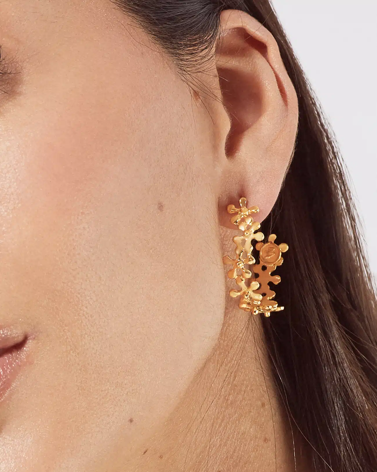 Flowery Collection , Flowers Hoop Earrings 2 Flowers Hoop Earrings SZE251.1