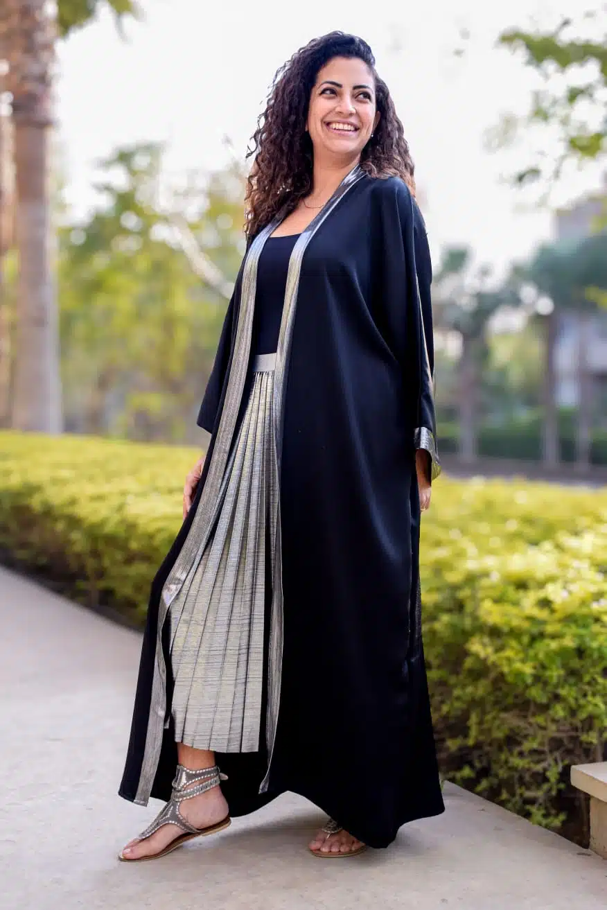 Black kaftan- silver strap 1 Black kaftan- silver strap