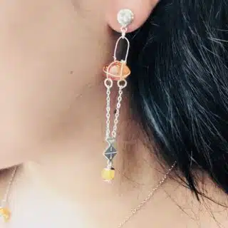 Small silver fish & amber Beads and stone