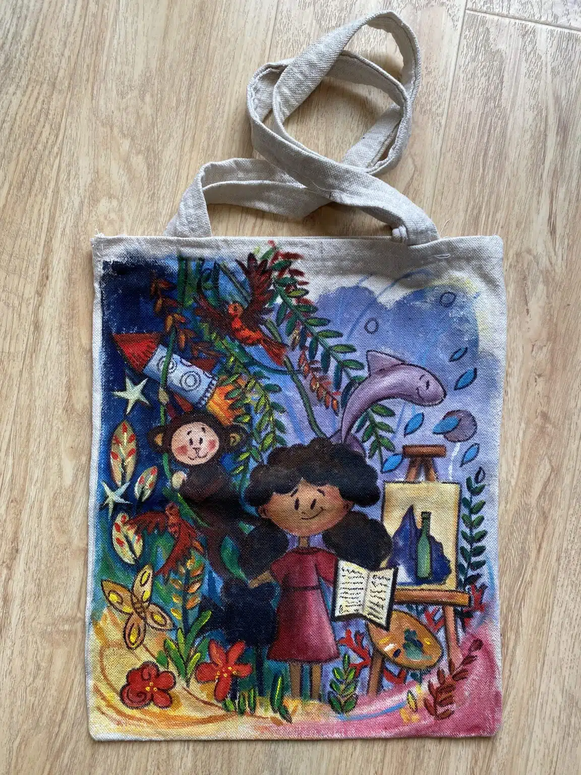 Hand painted tote bag 8 Hand painted Tote bag