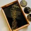 Golden Black Resin Tray & coasters