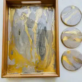 Beigete resin tray & coasters