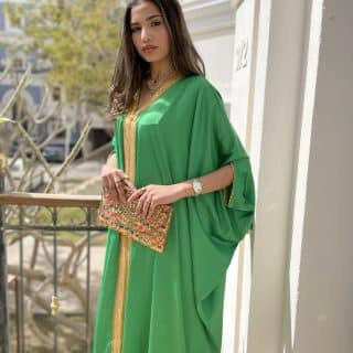 Green kaftan with golden embroidery