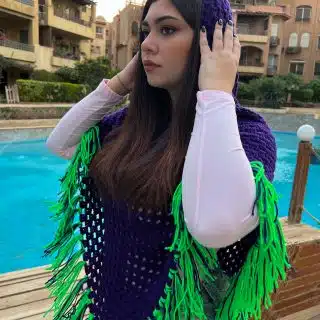 Purple & Green Crochet Puncho