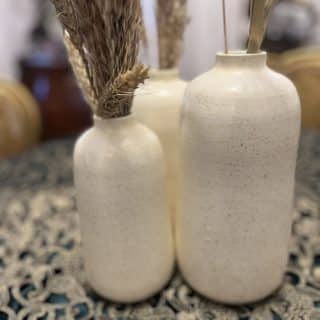 Triplet off white vase set