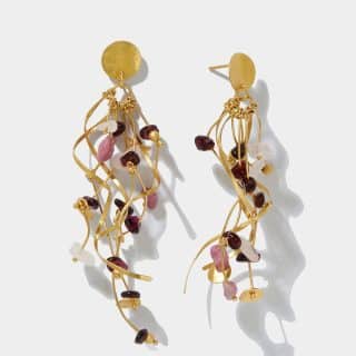 La Joie Garnet, Tourmaline & Rose Quartz Long Earring