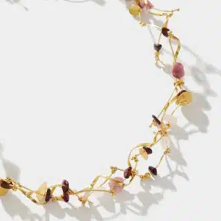 La Joie Garnet, Tourmaline & Rose Quartz Thin Necklace