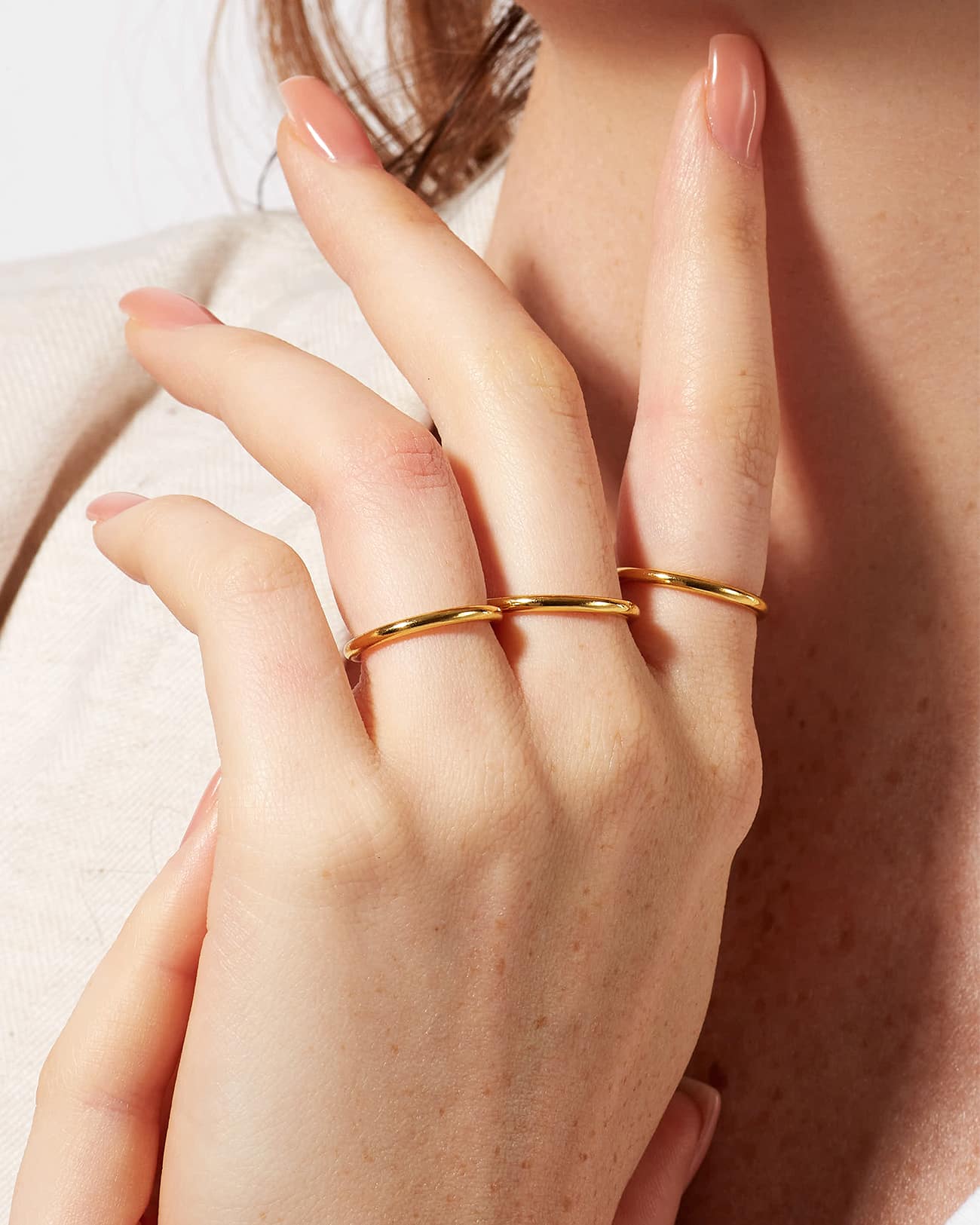 Just Rings Collection, Stacking Plain Ring 6 Plain Gold Stacking Rings SZR254.8