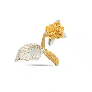 Flowery Collection, Rose Flower, Leaf Adjustable Ring
