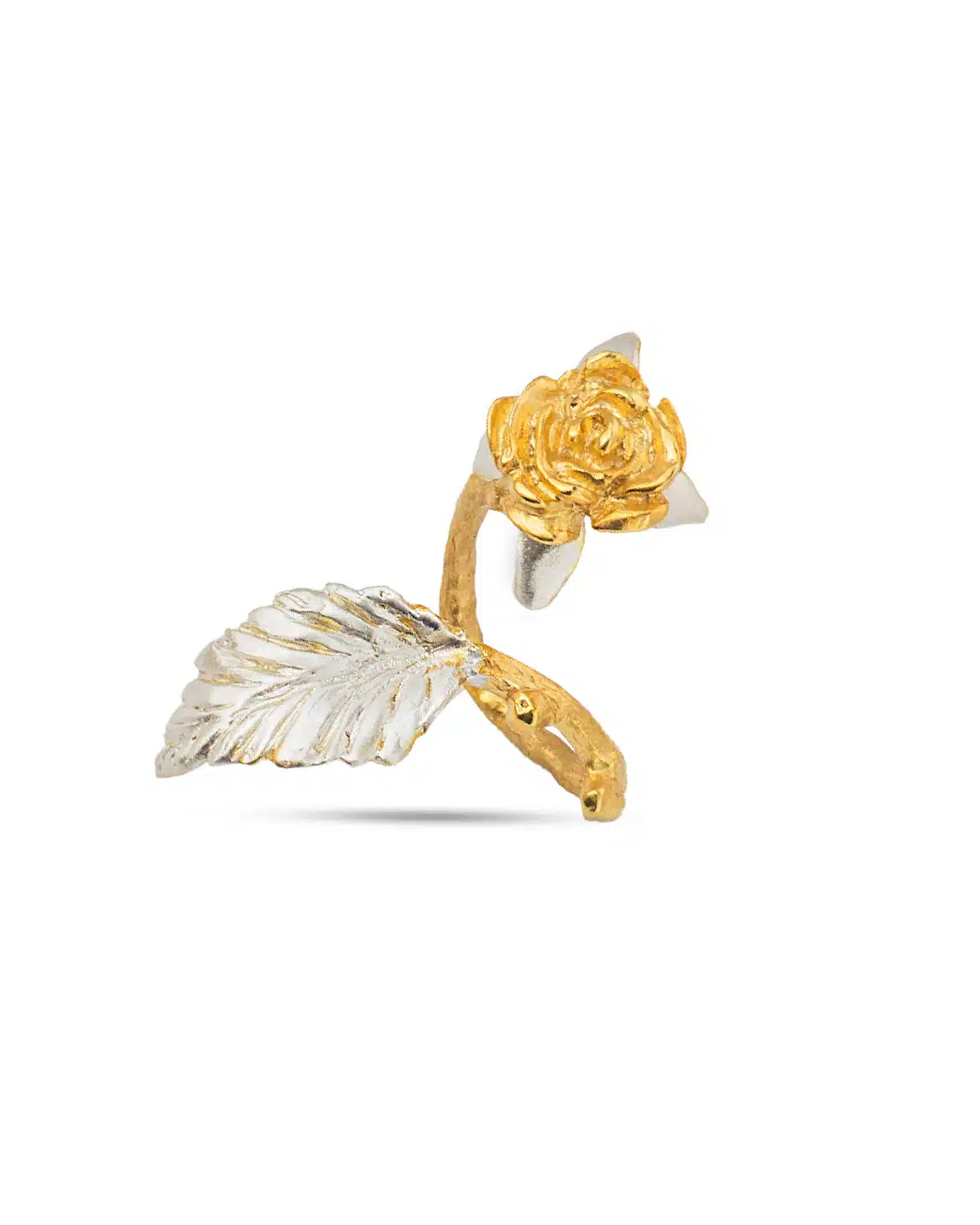 Flowery Collection, Rose Flower, Leaf Adjustable Ring 1 Flowery Collection, Rose Flower, Leaf Adjustable Ring