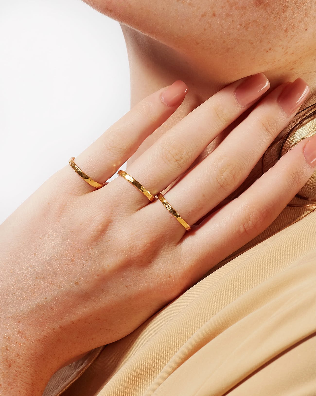 Just Rings Collection, Stacking Round Ring 2 Round Texture Gold Stacking Rings SZR250.7