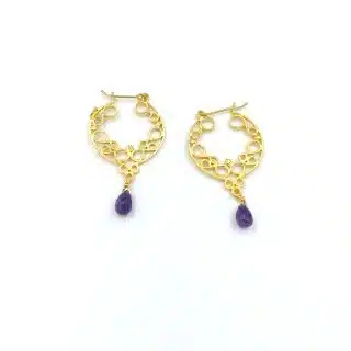 Filigree Collection, Filigree Amethyst Drop Earrings