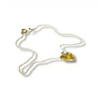Heart Collection, Deep Heart With White Pearls Necklace
