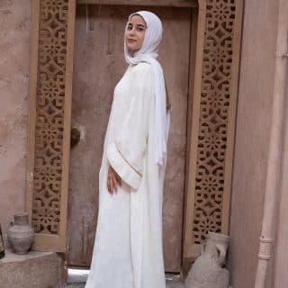 Chiffon with Gold Mesh Hood