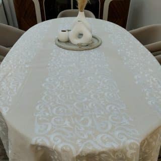 White Calligraphy Tablecloth