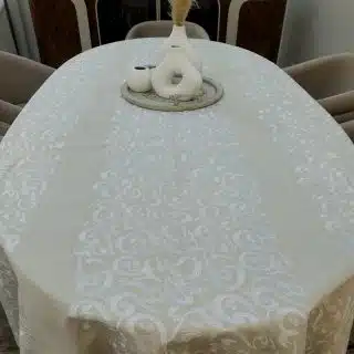 White Calligraphy Tablecloth