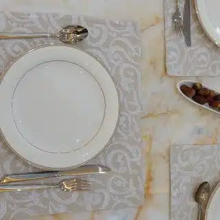 White Calligraphy Placemats